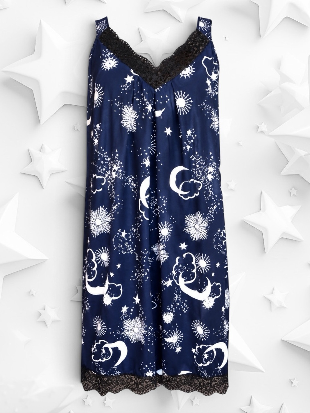 Ekouaer Slip Dress Black Blue White Celestial Moon Stars Lace
Whimsigoth Goth L